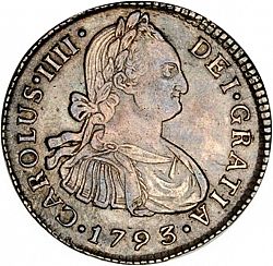 Large Obverse for 2 Reales 1793 coin