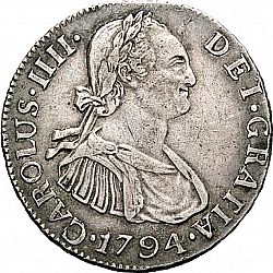 Large Obverse for 2 Reales 1794 coin