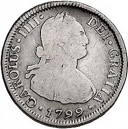 Large Obverse for 2 Reales 1799 coin