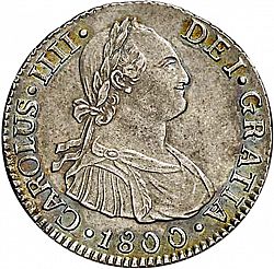 Large Obverse for 2 Reales 1800 coin