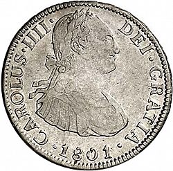 Large Obverse for 2 Reales 1801 coin