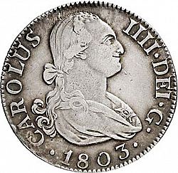 Large Obverse for 2 Reales 1803 coin