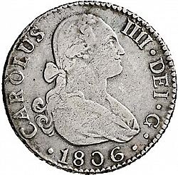 Large Obverse for 2 Reales 1806 coin