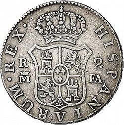Large Reverse for 2 Reales 1800 coin