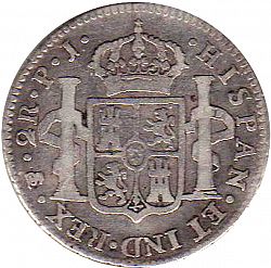 Large Reverse for 2 Reales 1807 coin