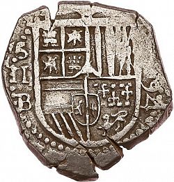 Large Obverse for 2 Reales 1594 coin
