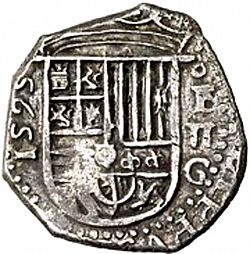 Large Obverse for 2 Reales 1595 coin