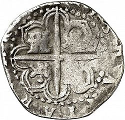 Large Reverse for 2 Reales 1590 coin