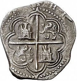 Large Reverse for 2 Reales 1591 coin