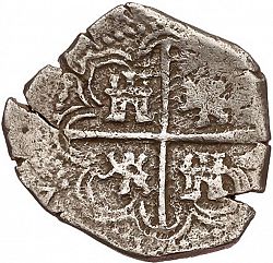 Large Reverse for 2 Reales 1594 coin