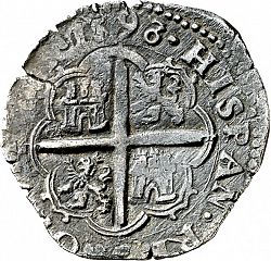 Large Reverse for 2 Reales 1598 coin