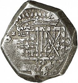 Large Obverse for 2 Reales 1633 coin