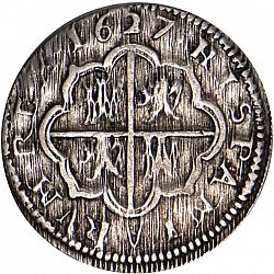 Large Reverse for 2 Reales 1627 coin