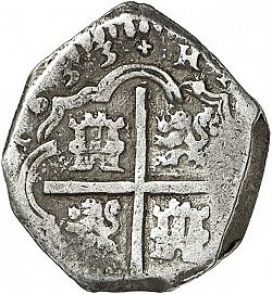 Large Reverse for 2 Reales 1633 coin