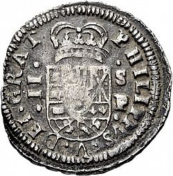Large Obverse for 2 Reales 1705 coin