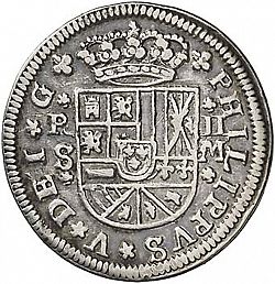 Large Obverse for 2 Reales 1718 coin