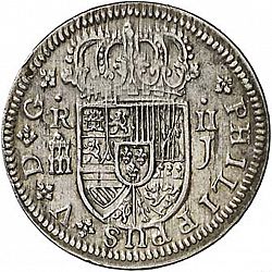 Large Obverse for 2 Reales 1719 coin