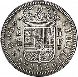 Large Obverse for 2 Reales 1727 coin