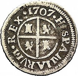 Large Reverse for 2 Reales 1707 coin