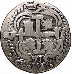 Large Reverse for 2 Reales 1715 coin