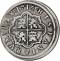 Large Reverse for 2 Reales 1716 coin