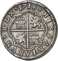 Large Reverse for 2 Reales 1718 coin