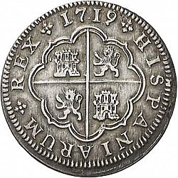 Large Reverse for 2 Reales 1719 coin