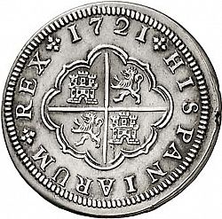 Large Reverse for 2 Reales 1721 coin