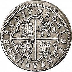 Large Reverse for 2 Reales 1725 coin
