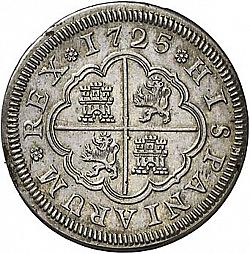 Large Reverse for 2 Reales 1725 coin