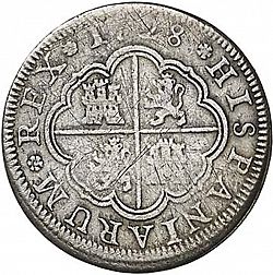 Large Reverse for 2 Reales 1728 coin