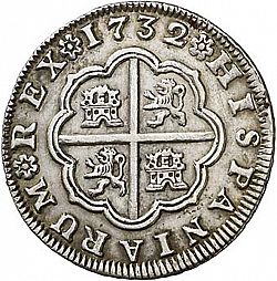 Large Reverse for 2 Reales 1732 coin