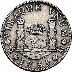 Large Reverse for 2 Reales 1735 coin