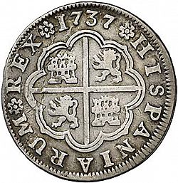 Large Reverse for 2 Reales 1737 coin