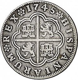 Large Reverse for 2 Reales 1745 coin
