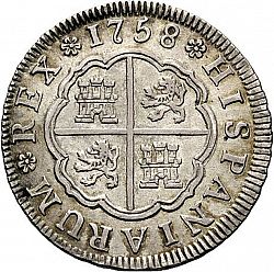 Large Reverse for 2 Reales 1758 coin