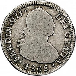 Large Obverse for 2 Reales 1808 coin