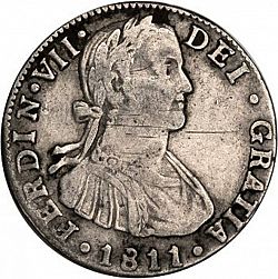 Large Obverse for 2 Reales 1811 coin