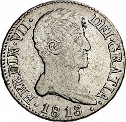 Large Obverse for 2 Reales 1813 coin
