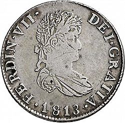 Large Obverse for 2 Reales 1813 coin