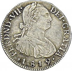 Large Obverse for 2 Reales 1819 coin