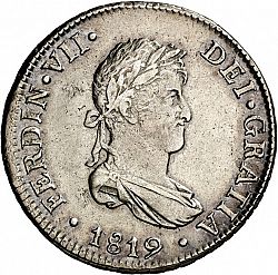 Large Obverse for 2 Reales 1819 coin