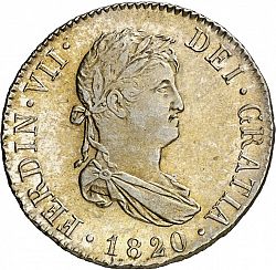 Large Obverse for 2 Reales 1820 coin