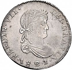 Large Obverse for 2 Reales 1821 coin