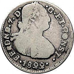 Large Obverse for 2 Reales 1822 coin