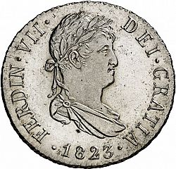 Large Obverse for 2 Reales 1823 coin