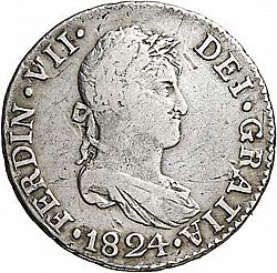 Large Obverse for 2 Reales 1824 coin