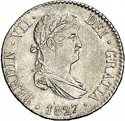 Large Obverse for 2 Reales 1827 coin