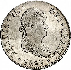 Large Obverse for 2 Reales 1827 coin