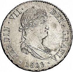 Large Obverse for 2 Reales 1829 coin